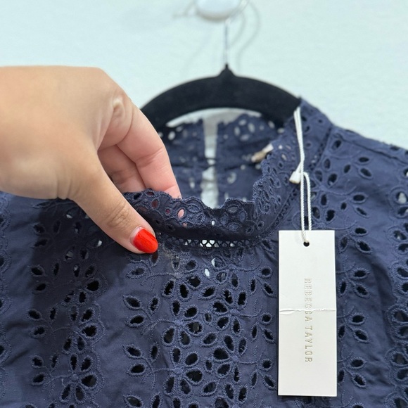SOLD - NWT Rebecca Taylor Navy Eyelet Mini Dress - Picture 6 of 6
